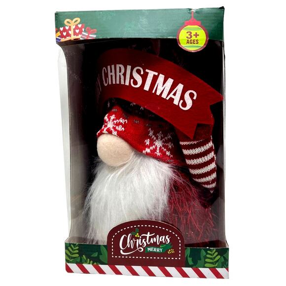 Merry Christmas Santa Gnome Lighted Sings Shakes Hat New In Box - Picture 1 of 16